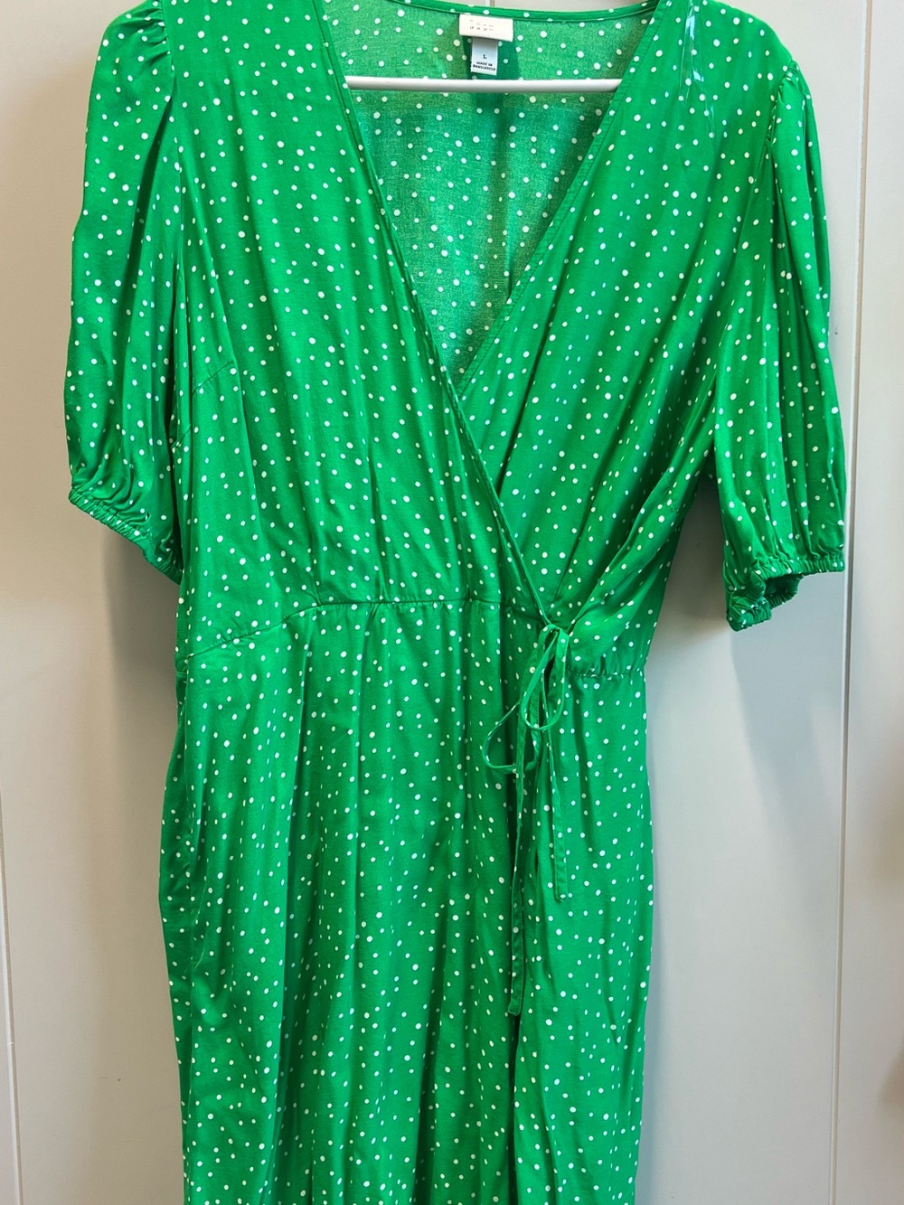 Green Polka Dot Wrap Dress